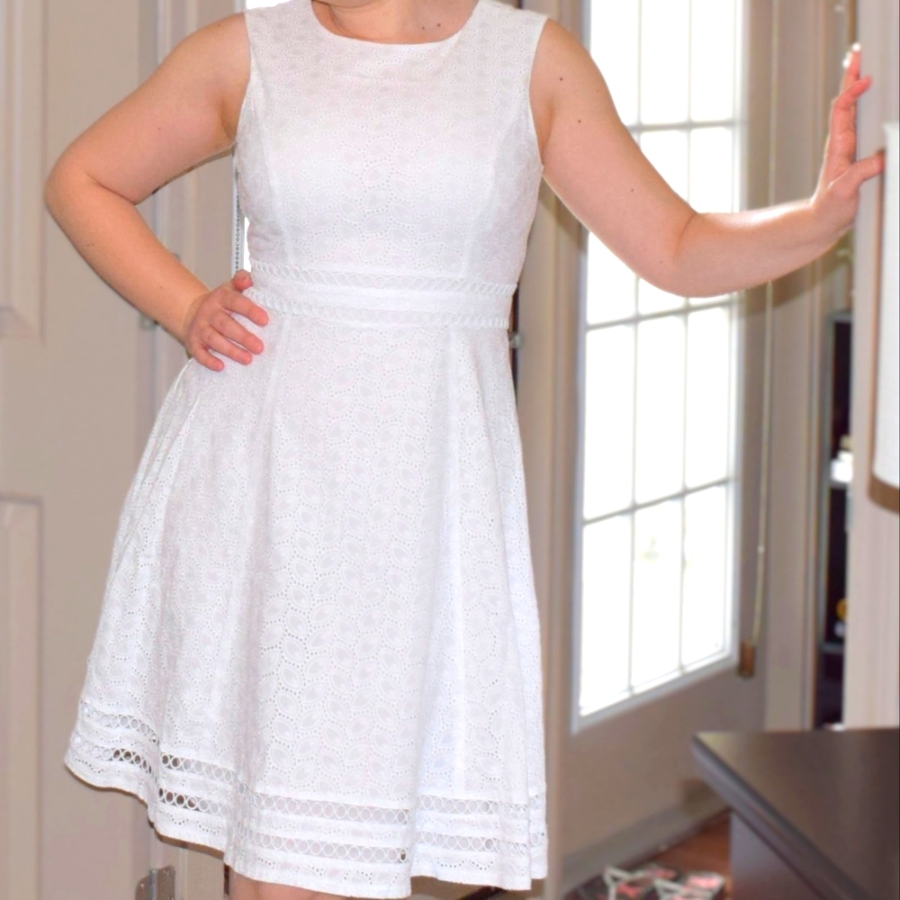 Calvin Klein white cotton dress, size 6, EUC